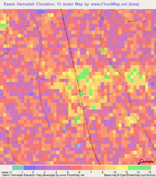 Kawm Hamadah,Egypt Elevation Map