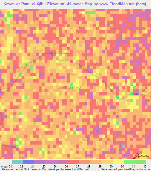 Kawm ar Raml al Qibli,Egypt Elevation Map