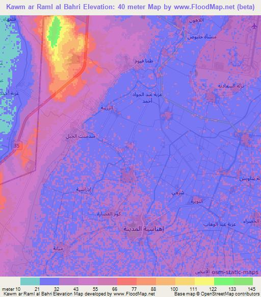 Kawm ar Raml al Bahri,Egypt Elevation Map