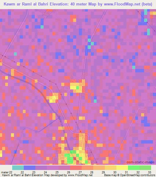 Kawm ar Raml al Bahri,Egypt Elevation Map