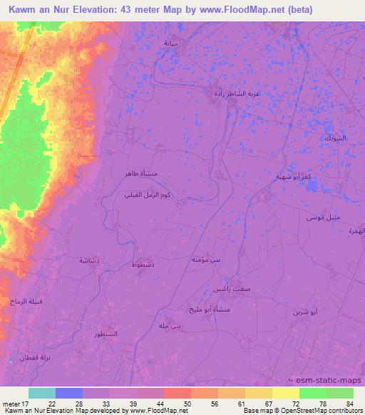 Kawm an Nur,Egypt Elevation Map