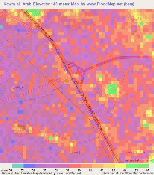 Kawm al `Arab,Egypt Elevation Map