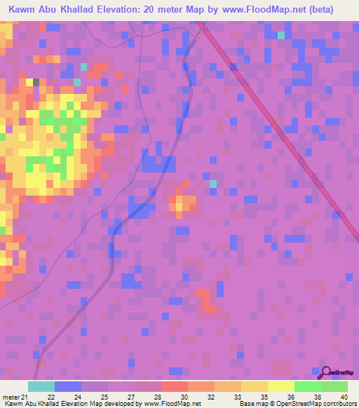 Kawm Abu Khallad,Egypt Elevation Map