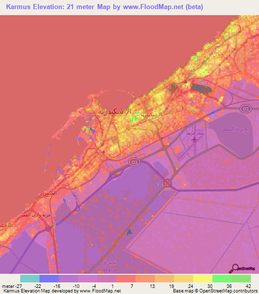 Karmus,Egypt Elevation Map