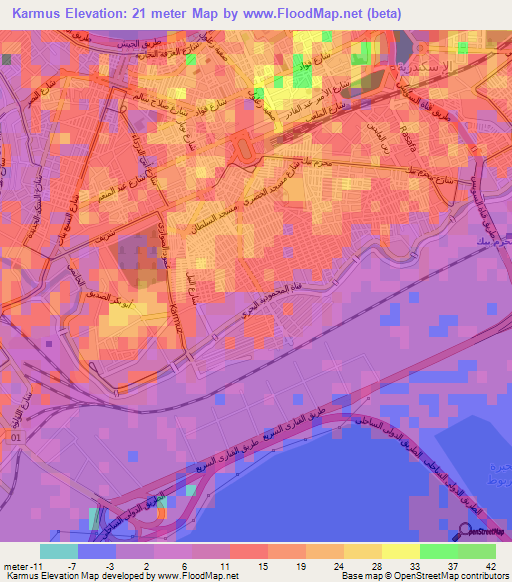 Karmus,Egypt Elevation Map