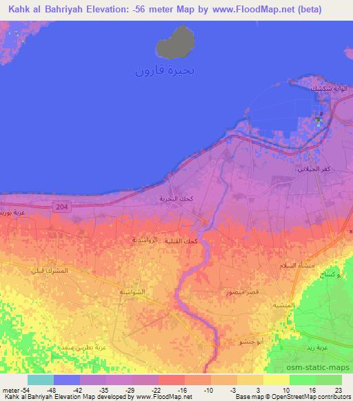 Kahk al Bahriyah,Egypt Elevation Map