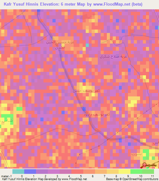 Kafr Yusuf Hinnis,Egypt Elevation Map