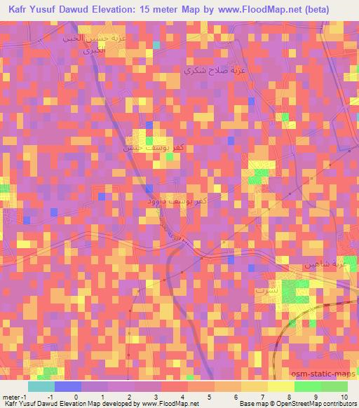 Kafr Yusuf Dawud,Egypt Elevation Map