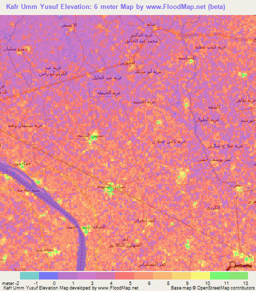 Kafr Umm Yusuf,Egypt Elevation Map