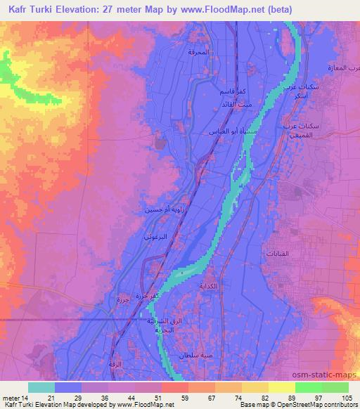 Kafr Turki,Egypt Elevation Map