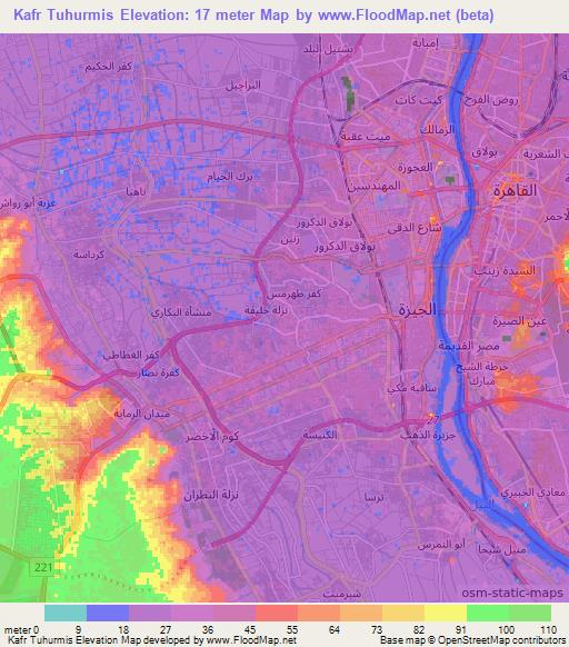 Kafr Tuhurmis,Egypt Elevation Map