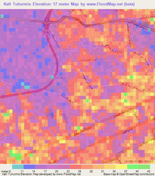 Kafr Tuhurmis,Egypt Elevation Map