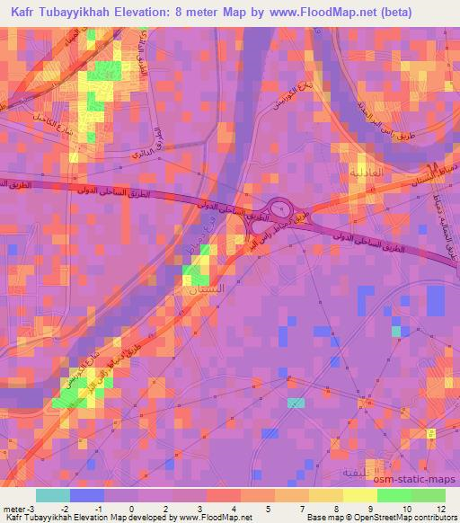 Kafr Tubayyikhah,Egypt Elevation Map
