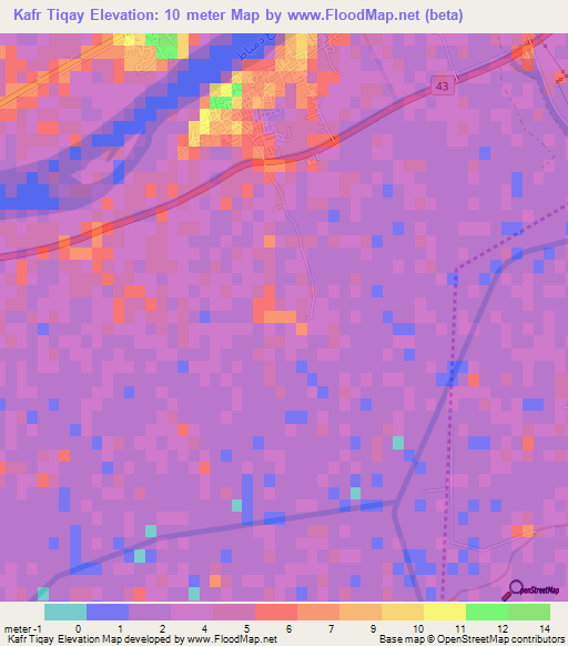 Kafr Tiqay,Egypt Elevation Map