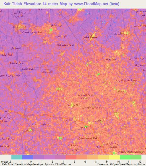 Kafr Tidah,Egypt Elevation Map