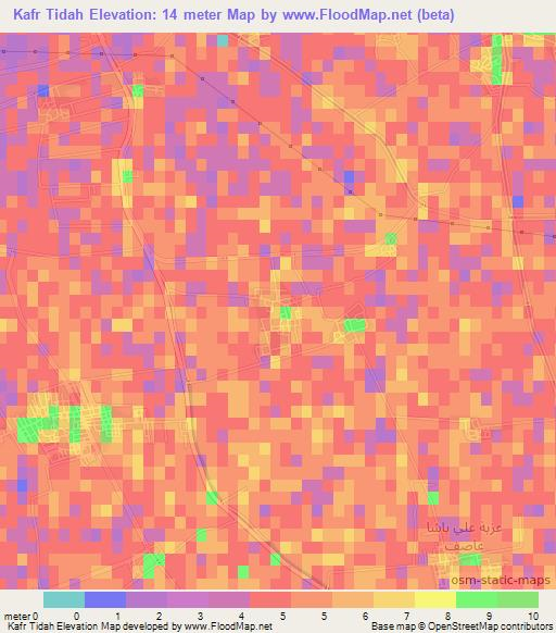 Kafr Tidah,Egypt Elevation Map
