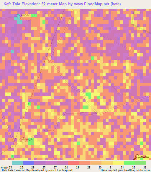 Kafr Tala,Egypt Elevation Map