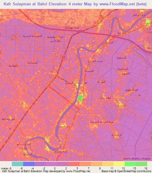 Kafr Sulayman al Bahri,Egypt Elevation Map