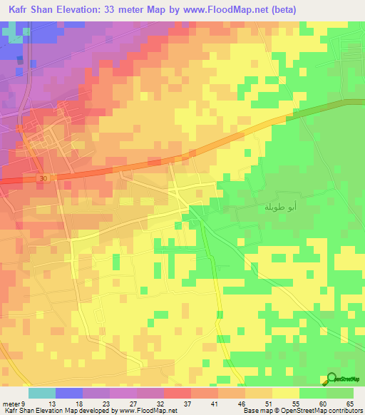 Kafr Shan,Egypt Elevation Map