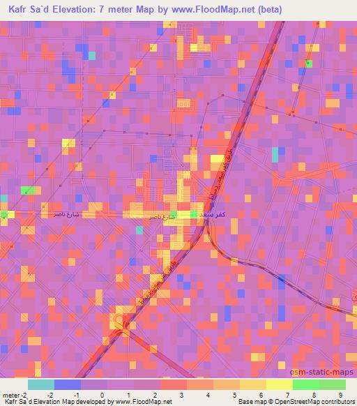 Kafr Sa`d,Egypt Elevation Map