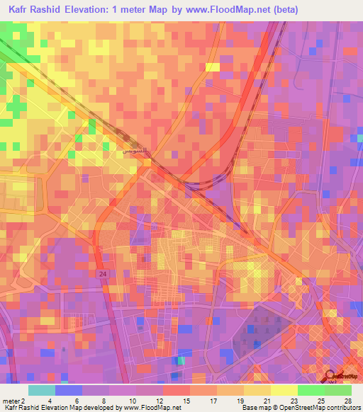 Kafr Rashid,Egypt Elevation Map