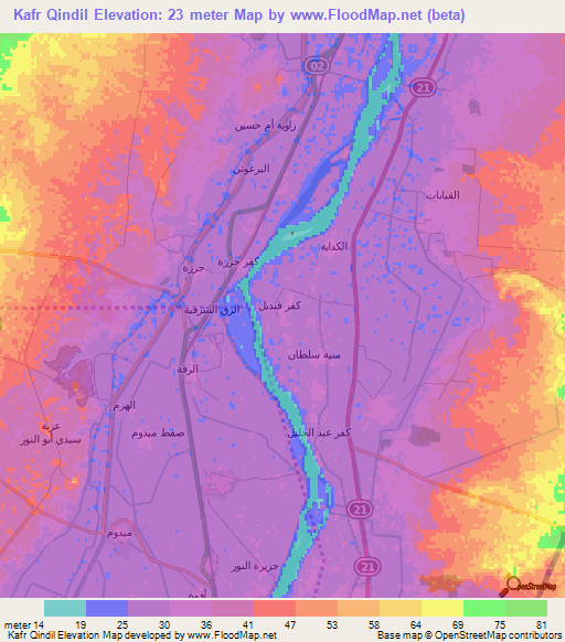 Kafr Qindil,Egypt Elevation Map