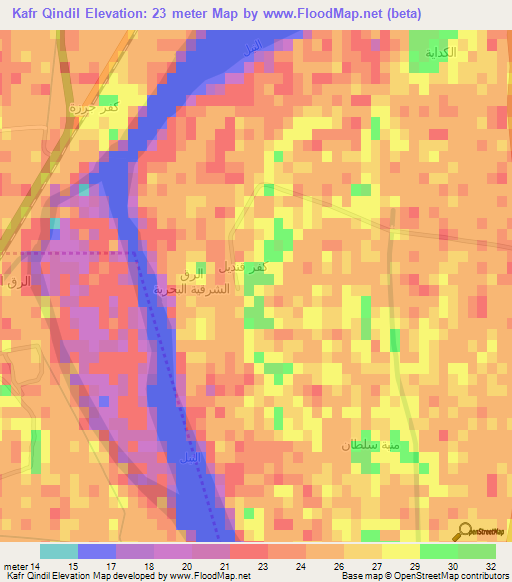 Kafr Qindil,Egypt Elevation Map