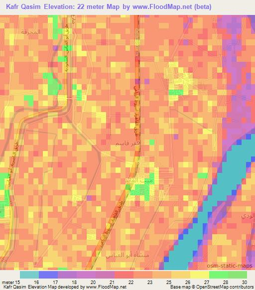 Kafr Qasim,Egypt Elevation Map