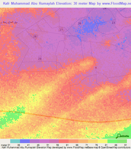 Kafr Muhammad Abu Rumaylah,Egypt Elevation Map