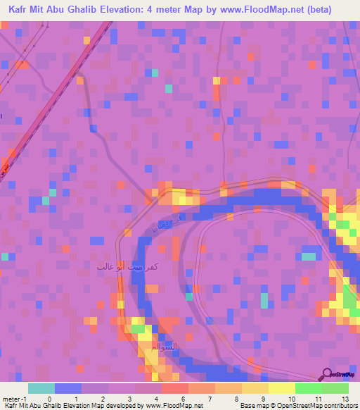 Kafr Mit Abu Ghalib,Egypt Elevation Map