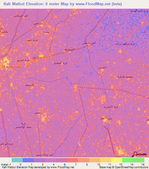 Kafr Matbul,Egypt Elevation Map