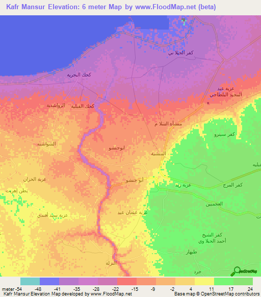 Kafr Mansur,Egypt Elevation Map