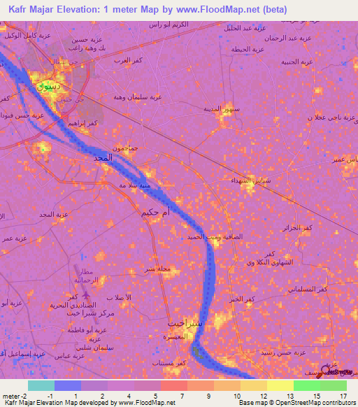 Kafr Majar,Egypt Elevation Map