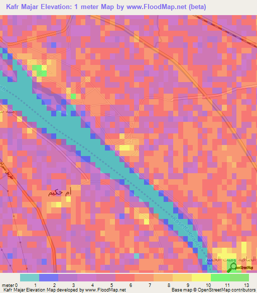 Kafr Majar,Egypt Elevation Map