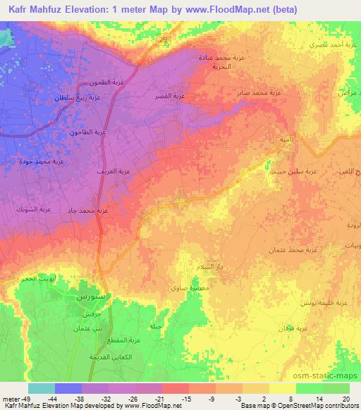 Kafr Mahfuz,Egypt Elevation Map