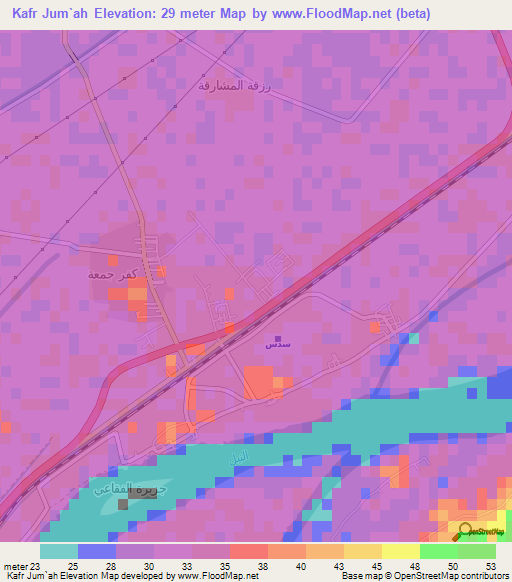 Kafr Jum`ah,Egypt Elevation Map