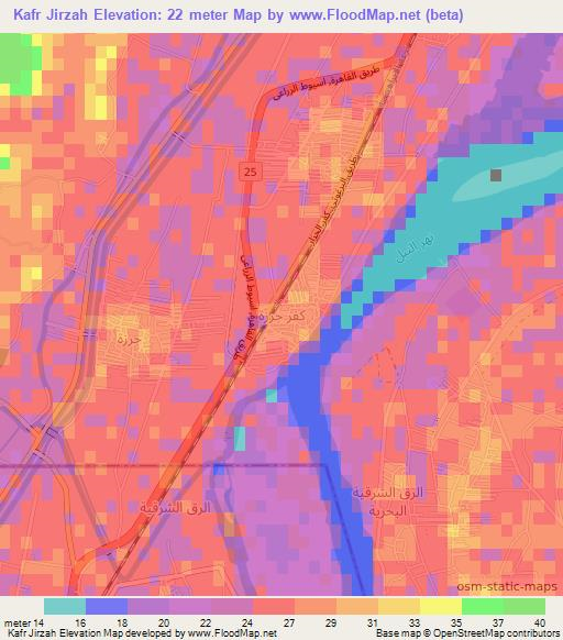 Kafr Jirzah,Egypt Elevation Map