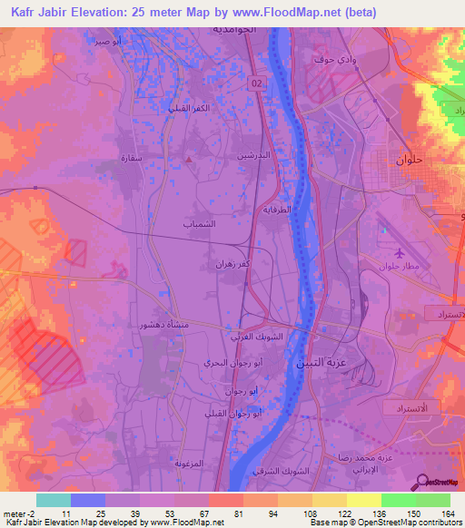 Kafr Jabir,Egypt Elevation Map