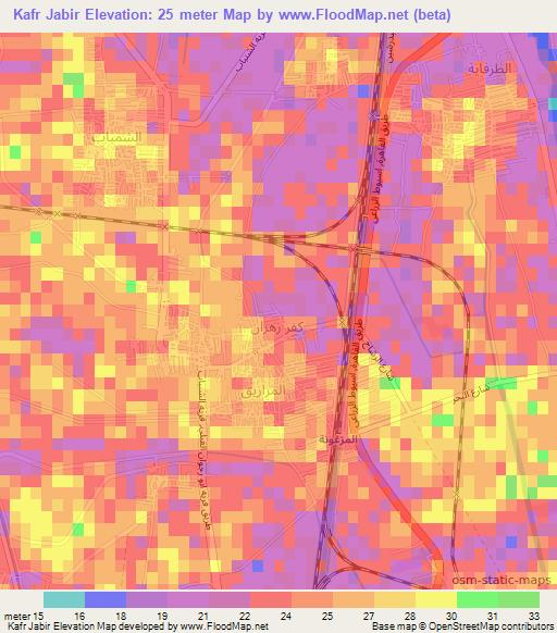 Kafr Jabir,Egypt Elevation Map