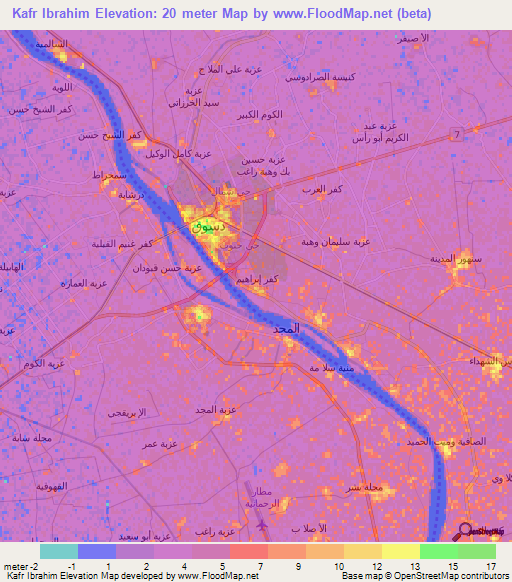 Kafr Ibrahim,Egypt Elevation Map