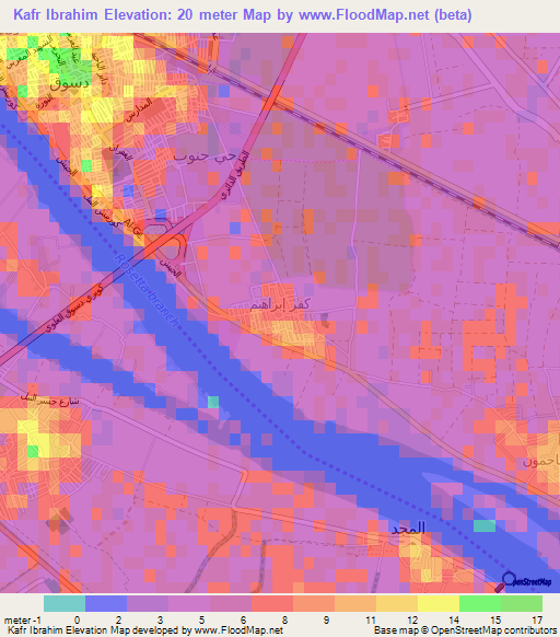 Kafr Ibrahim,Egypt Elevation Map