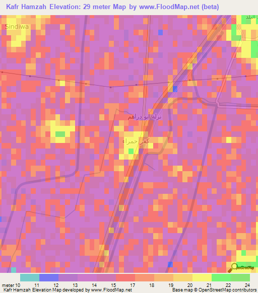 Kafr Hamzah,Egypt Elevation Map