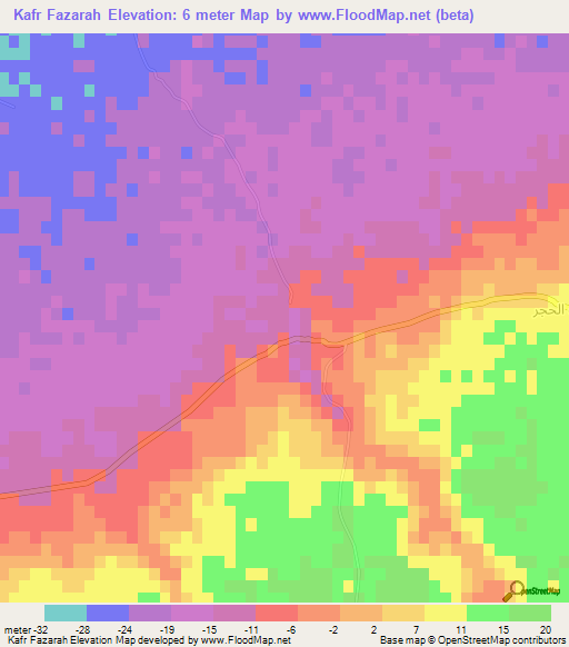 Kafr Fazarah,Egypt Elevation Map