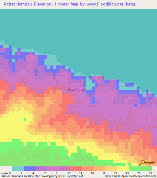 Kafret Hamdan,Egypt Elevation Map