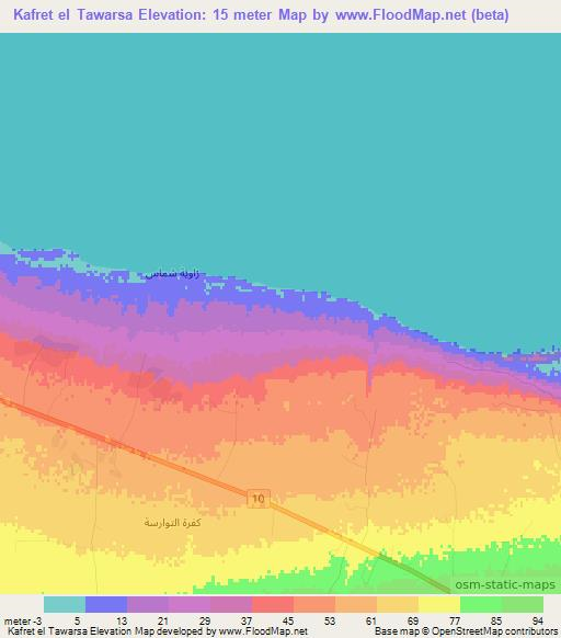 Kafret el Tawarsa,Egypt Elevation Map