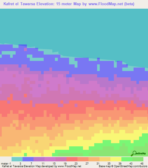 Kafret el Tawarsa,Egypt Elevation Map