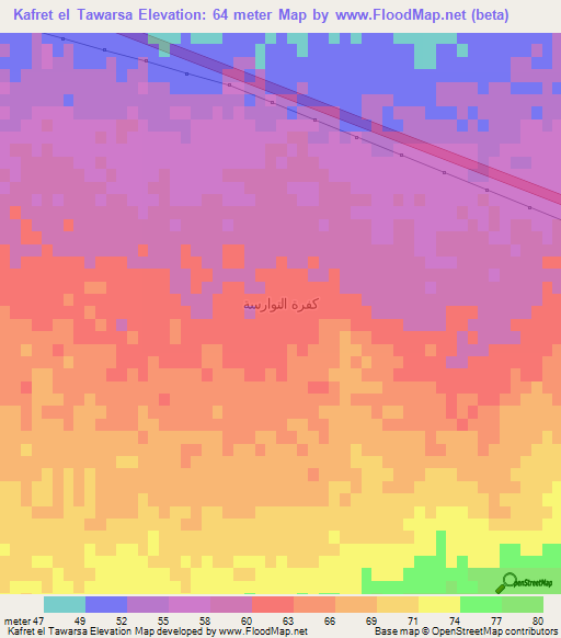 Kafret el Tawarsa,Egypt Elevation Map