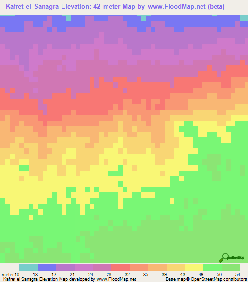 Kafret el Sanagra,Egypt Elevation Map