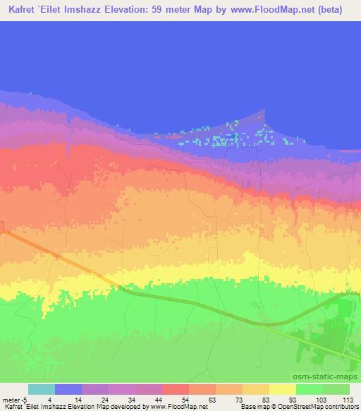 Kafret `Eilet Imshazz,Egypt Elevation Map