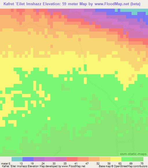 Kafret `Eilet Imshazz,Egypt Elevation Map